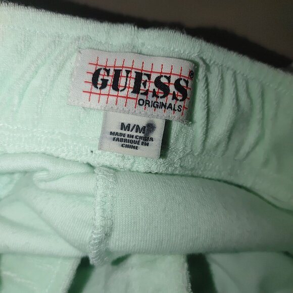 Guess Originals Mens Mint Green Terry Cloth Shorts Medium Daisies Floral Flower - Picture 2 of 10